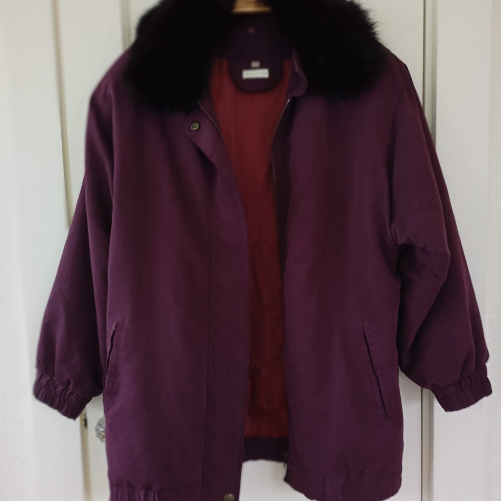 Anne Klein vintage purple parka coat size XS